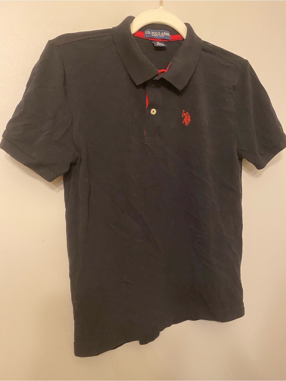 U.S. Polo Assn. Black Polo with Red Logo Detail